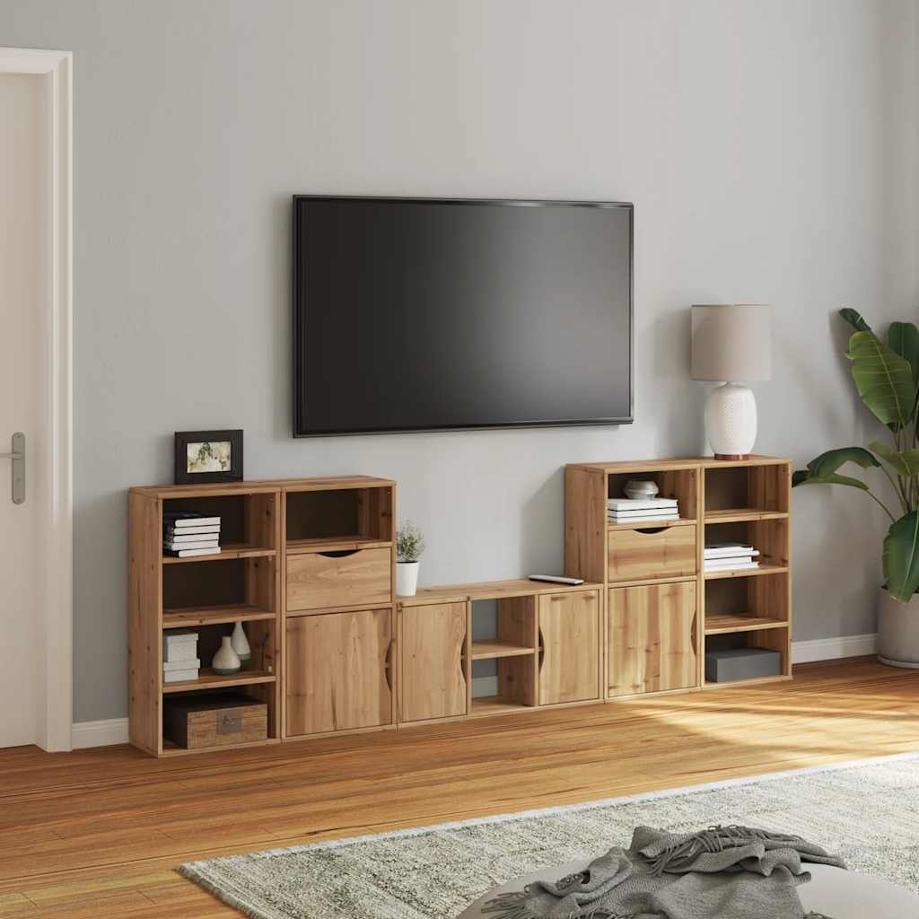 5 Piece TV Units with Storage ODDA Solid Wood Pine
